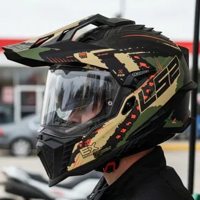 Capacete Fechado Ls2 Mx701 Explorer Extend Militar Verde Fosco