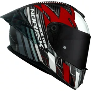 Capacete Fechado Norisk Carbon R Team Vermelho Branco