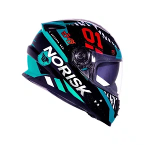 Capacete Fechado Norisk Ff302 Soul Tokyo Preto Branco Verde
