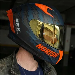 Capacete Fechado Norisk Flow Daytona Azul Fosco Laranja