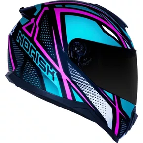 Capacete Fechado Norisk Razor Ninja Preto Pink Azul