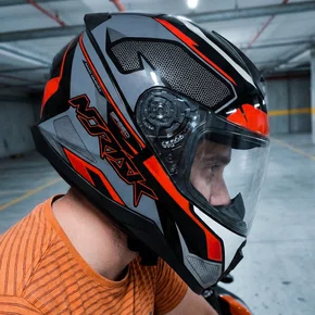 Capacete Fechado Norisk Razor Speedmax Preto Cinza Laranja