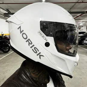 Capacete Fechado Norisk Rock Com Oculos Solar Monocolor Branco