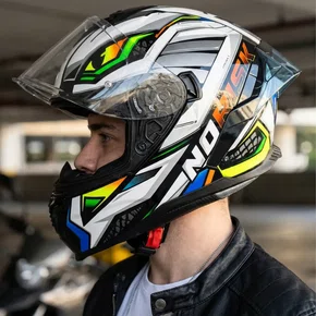 Capacete Fechado Norisk Strada 2 Reptel Vermelho Azul