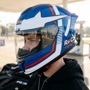Capacete Fechado Racer1 Rc1 Nava Azul Branco Vermelho