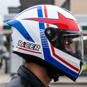 Capacete Fechado Racer1 Rc1 Nava Branco Azul Vermelho