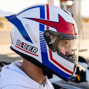Capacete Fechado Racer1 Rc1 Nava Branco Azul Vermelho
