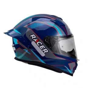 Capacete Fechado Racer1 Rc1 Octane Azul Cinza Vermelho
