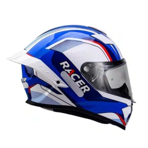 Capacete Fechado Racer1 Rc1 Octane Branco Azul Vermelho