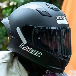 Capacete Fechado Racer1 Rc1 Preto Fosco Mais Viseira Rc1 Fumê