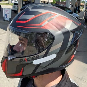 Capacete Fechado Racer1 Rc2 Start Spirit Preto Cinza Vermelho