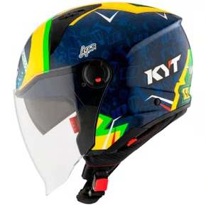 Capacete Aberto Kyt D-City Diogo Moreira Azul Amarelo