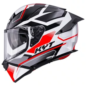 Capacete Fechado Kyt R2R Parsec Branco Vermelho