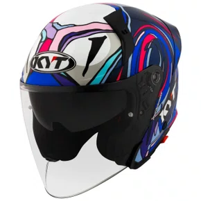 Capacete Aberto Kyt TTR Jet Bastianini Azul Roxo