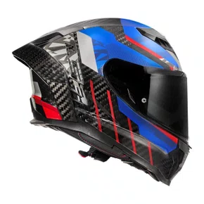 Capacete Fechado Ls2 FF807 Dragon Carbon Trax Azul Vermelho