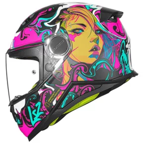 Capacete Fechado Ls2 Infantil FF812 Cyberg Roxo Cyan Fosco