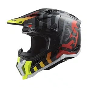 Capacete Motocross Ls2 Mx703 X Force C Barrier Amarelo Vermelho