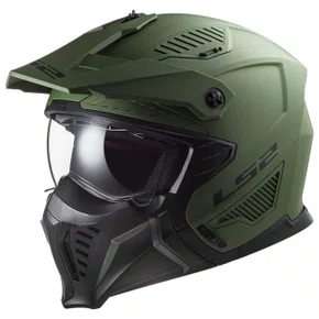 Capacete Aberto LS2 OF606 Drifter 4 em 1 Verde Militar Fosco