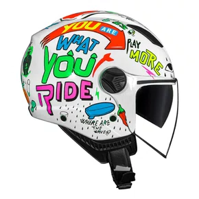 Capacete Aberto Norisk Orion SV Free Branco Laranja