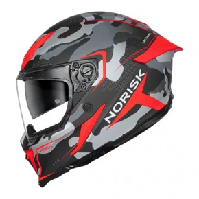 Capacete Fechado Norisk Rock C/ Oculos Solar Tactical Preto Vermelho