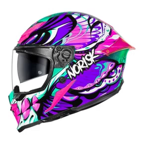 Capacete Fechado Norisk Rock Com Oculos Solar Butterfly Rosa