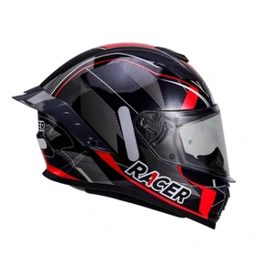 Capacete Fechado Racer1 Rc1 Icone Preto Cinza Vermelho