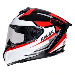 Capacete Fechado Racer1 Rc2 Start Attitude Preto Branco Vermelho