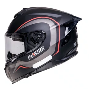 Capacete Fechado Racer1 Rc2 Start Brave Preto Cinza Vermelho