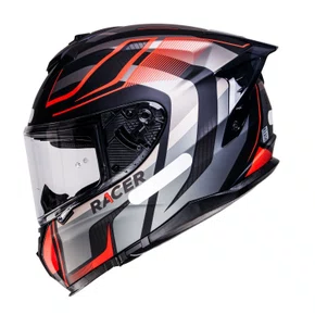 Capacete Fechado Racer1 Rc2 Start Spirit Preto Cinza Vermelho