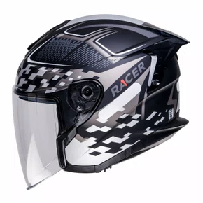 Capacete Aberto Racer1 Rc3 Wind-R Glory Preto Cinza Prata