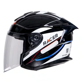 Capacete Aberto Racer1 Rc3 Wind-R Horizon Preto Branco Vermelho Azul