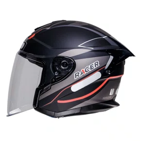 Capacete Aberto Racer1 Rc3 Wind-R Horizon Preto Cinza Vermelho