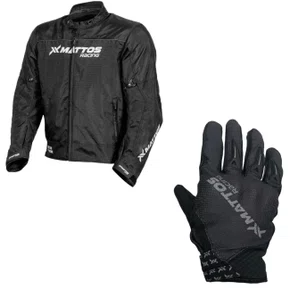 Jaqueta Mattos Racing Vista Preta Mais Luva Optimus Street Preta