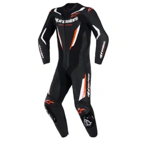 Macacão Alpinestars GP Force V2 Preto Branco Vermelho Fluo 1 Peça