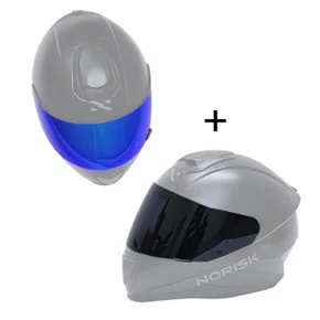 Viseira Capacete Norisk Ff391 Razor Revo Azul e Viseira Fume