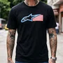 Camiseta Alpinestars Racing USA Preto Original Manga Curta