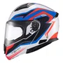 Capacete Articulado Texx Kratos Nomade Branco Azul Vermelho