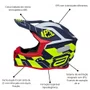 Capacete Off Road Asw R3 Victorious Azul Amarelo Fluo Branco