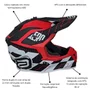 Capacete Off Road Asw R3 Victorious Preto Branco Vermelho