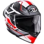Capacete Fechado Kyt R2R Parsec Branco Vermelho