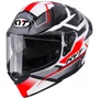 Capacete Fechado Kyt R2R Parsec Branco Vermelho