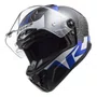 Capacete Fechado Ls2 Ff805 Thunder Carbon Racing 1 Preto Branco Azul