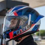 Capacete Fechado Racer1 Rc1 Icone Azul Branco Vermelho