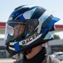 Capacete Fechado Racer1 Rc1 Icone Branco Preto Azul
