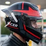 Capacete Fechado Racer1 Rc1 Nava Preto Cinza Vermelho