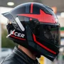 Capacete Fechado Racer1 Rc1 Nava Preto Cinza Vermelho Mais Viseira Rc1 Fume