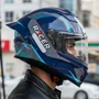 Capacete Fechado Racer1 Rc1 Octane Azul Cinza Vermelho