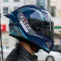 Capacete Fechado Racer1 Rc1 Octane Azul Cinza Vermelho Mais Viseira Rc1 Fume