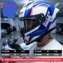 Capacete Fechado Racer1 Rc1 Octane Branco Azul Vermelho