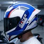 Capacete Fechado Racer1 Rc1 Octane Branco Azul Vermelho Mais Viseira Rc1 Fume